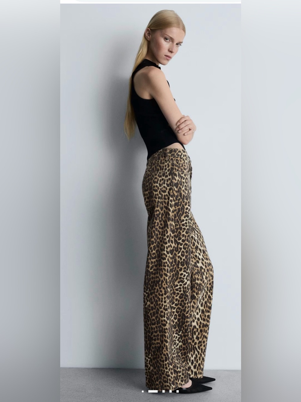 NWT MANGO LEOPARD PRINT HIGH-WAISTED STRAIGHT-FIT JEANS